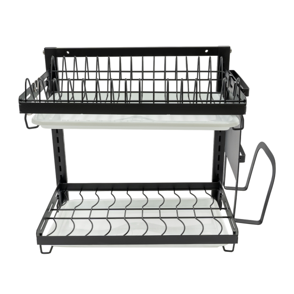 2-Deck Dish Drainer, Utensil Organizer, Total load capacity: 50kg, 41.2*26.6*40.5cm, Black