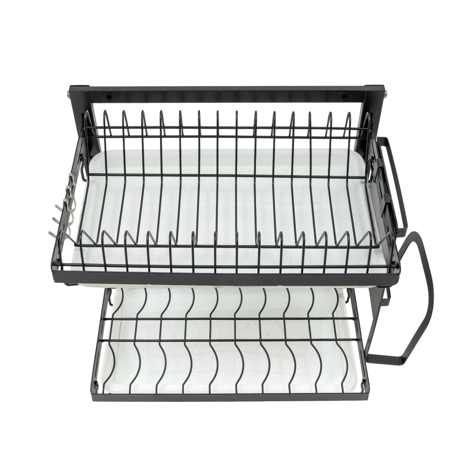 2-Deck Dish Drainer, Utensil Organizer, Total load capacity: 50kg, 41.2*26.6*40.5cm, Black 2-Deck Dish Drainer, Utensil Organizer, Total load capacity: 50kg, 41.2*26.6*40.5cm, Black