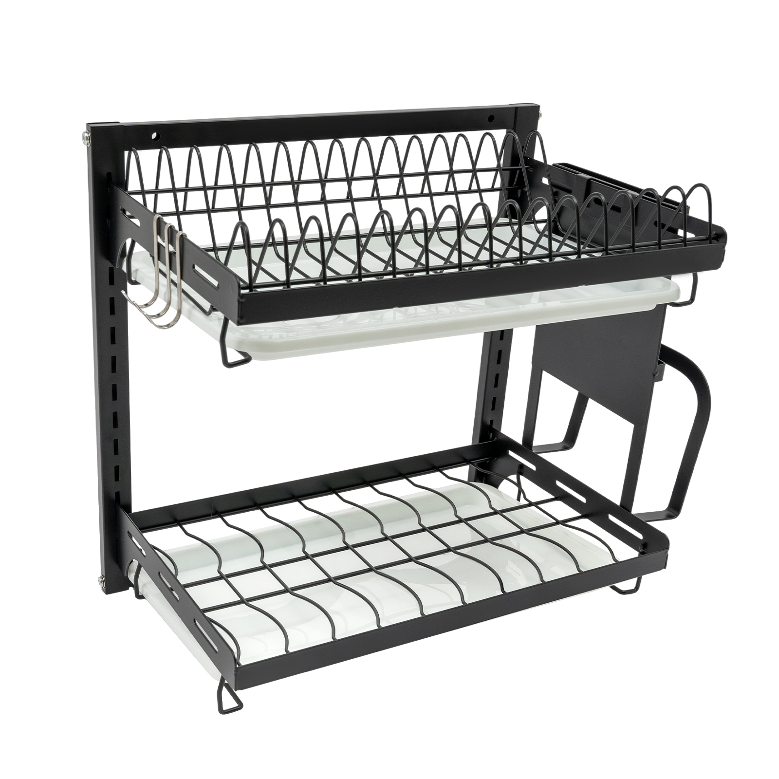 2-Deck Dish Drainer, Utensil Organizer, Total load capacity: 50kg, 41.2*26.6*40.5cm, Black 2-Deck Dish Drainer, Utensil Organizer, Total load capacity: 50kg, 41.2*26.6*40.5cm, Black