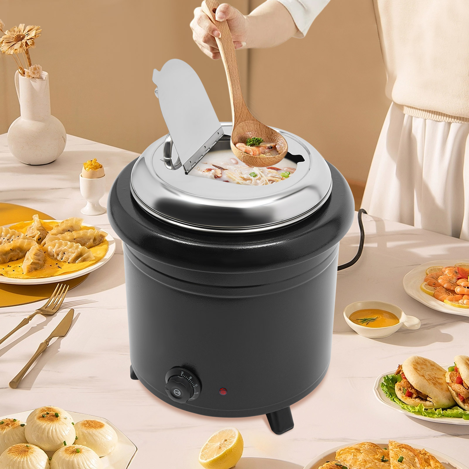 13L 400W Soup Warmer Soup Pot 201 Stainless Steel Used in Buffets Canteens Cafeterias Weddings 14.4*17.3 In For Reheating Stews Black 13L 400W Soup Warmer Soup Pot 201 Stainless Steel Used in Buffets Canteens Cafeterias Weddings 14.4*17.3 In For Reheating Stews Black