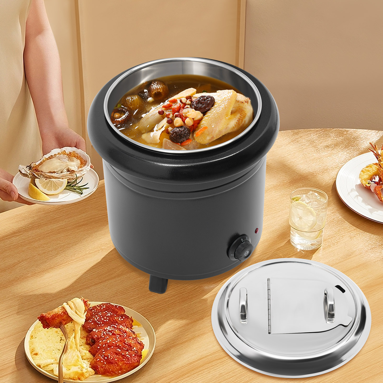 13L 400W Soup Warmer Soup Pot 201 Stainless Steel Used in Buffets Canteens Cafeterias Weddings 14.4*17.3 In For Reheating Stews Black 13L 400W Soup Warmer Soup Pot 201 Stainless Steel Used in Buffets Canteens Cafeterias Weddings 14.4*17.3 In For Reheating Stews Black
