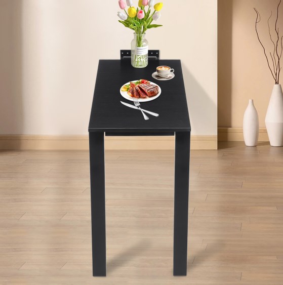 75*40cm folding dining table, wall-mounted folding table, black 75*40cm folding dining table, wall-mounted folding table, black