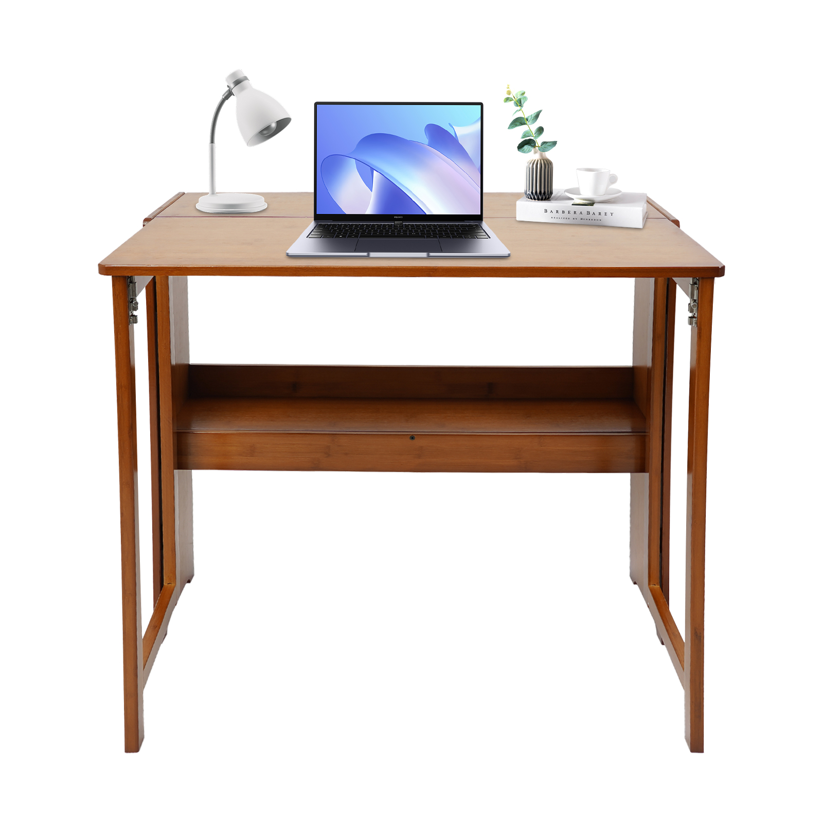 83cm Small Folding Desk, Home Office Folding Table, Foldable Compact Desk - Tan