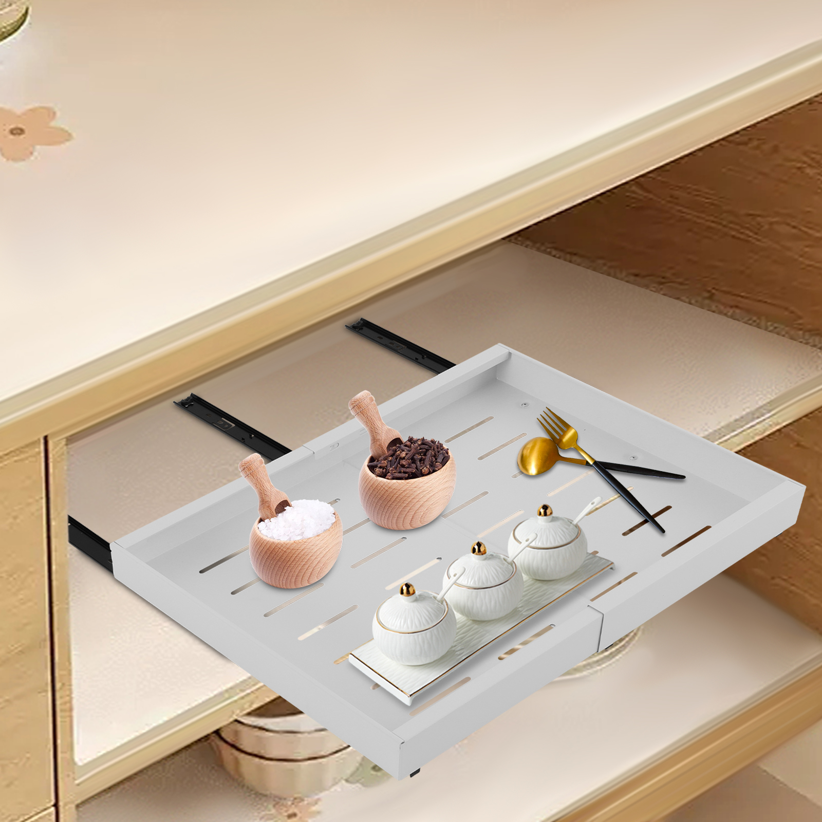 32-52cm White Telescopic Drawer, Extendable Cabinet Drawer, Pull Out Cabinet Drawer 32-52cm White Telescopic Drawer, Extendable Cabinet Drawer, Pull Out Cabinet Drawer