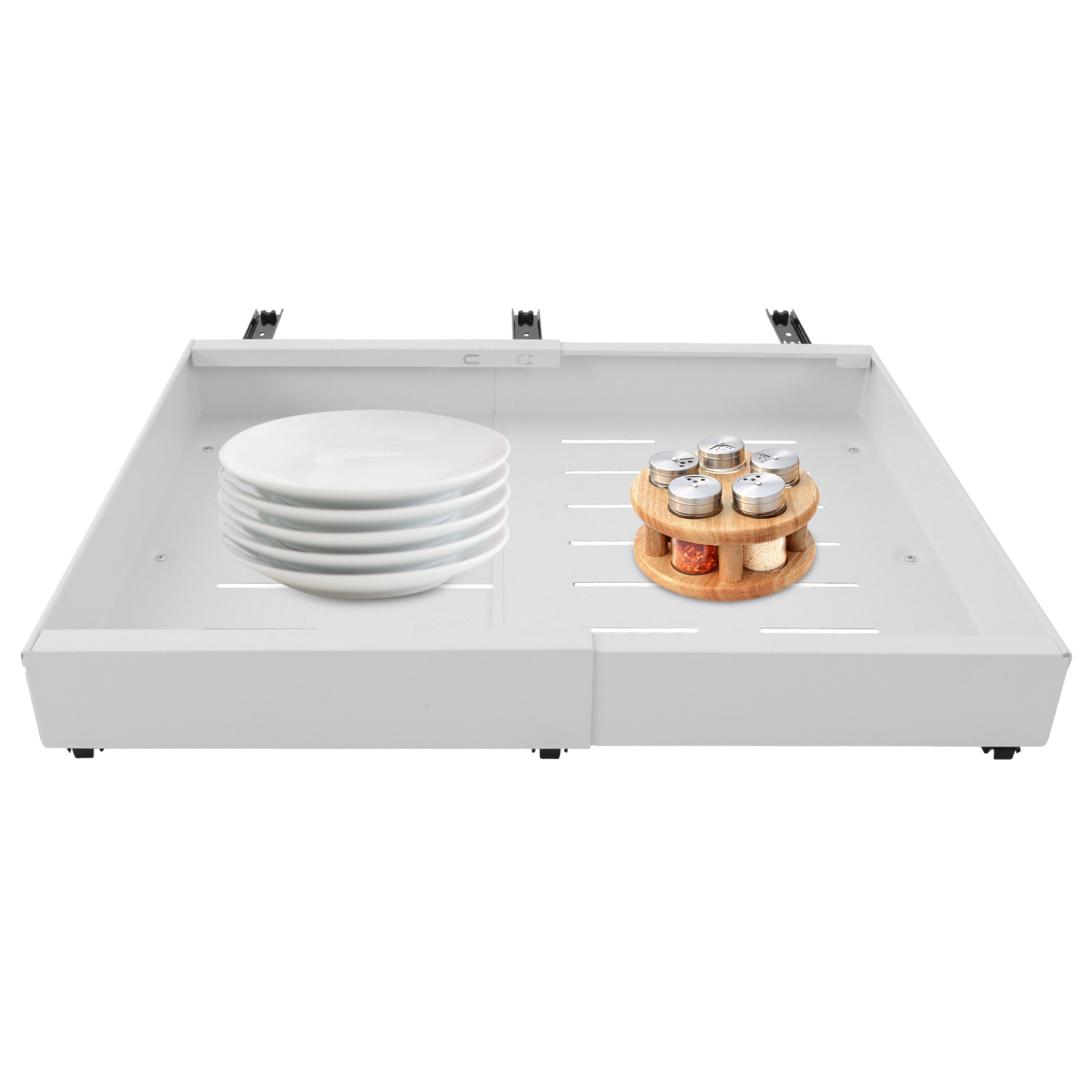 32-52cm White Telescopic Drawer, Extendable Cabinet Drawer, Pull Out Cabinet Drawer