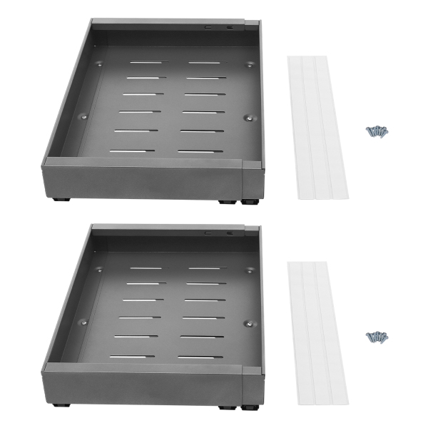 Set of 2, Telescopic drawer, Pull-out drawer for cupboards,  Load capacity: 10-15kg, For kitchens, pantries, Grey