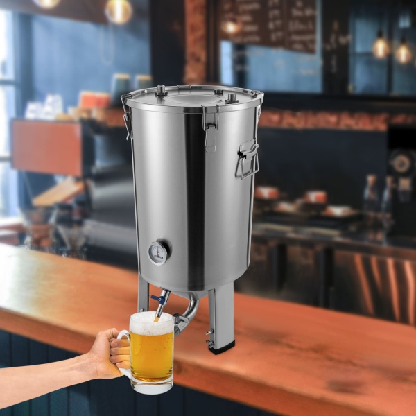 32L Stainless Steel Conical Fermentation Tank with Chiller for Home Brewing