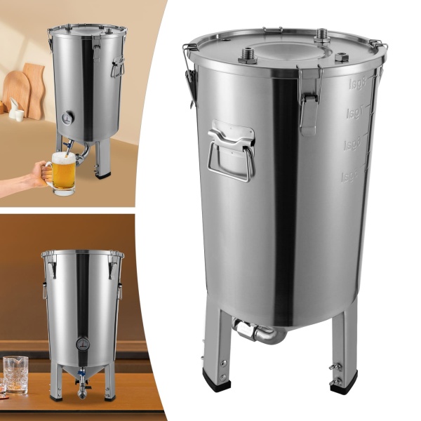 32L Stainless Steel Conical Fermentation Tank with Chiller for Home Brewing 32L Stainless Steel Conical Fermentation Tank with Chiller for Home Brewing