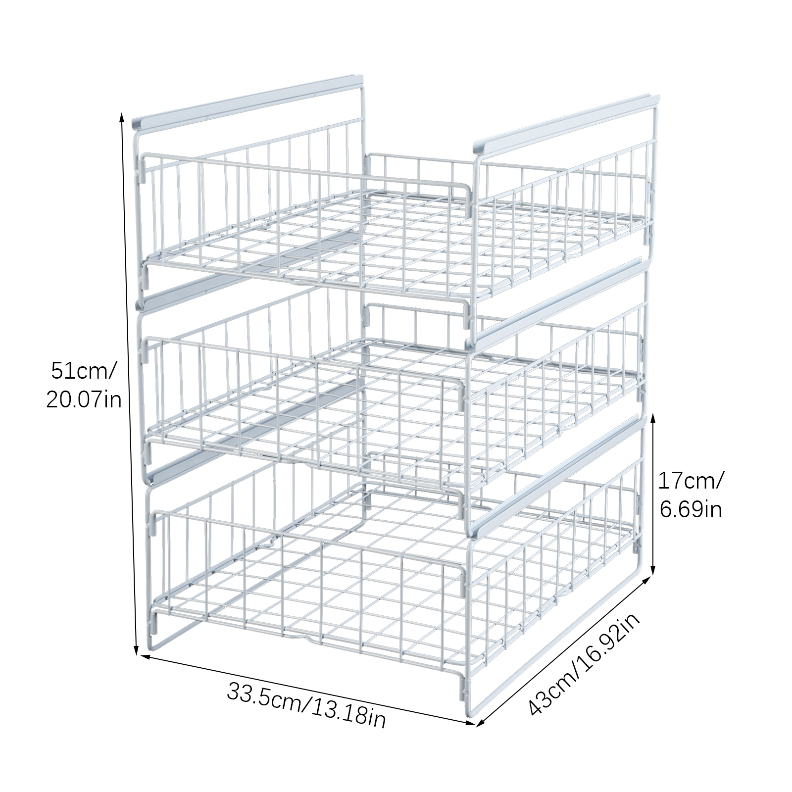 Pull-out shelf, Pull-out organizer, Kitchen drawer, Load capacity: 20kg, 33.5*43*51cm, White Pull-out shelf, Pull-out organizer, Kitchen drawer, Load capacity: 20kg, 33.5*43*51cm, White