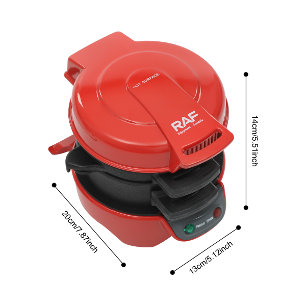 Portable Grill Machine, Electric Burger Maker, Electric Hamburger Press - Red