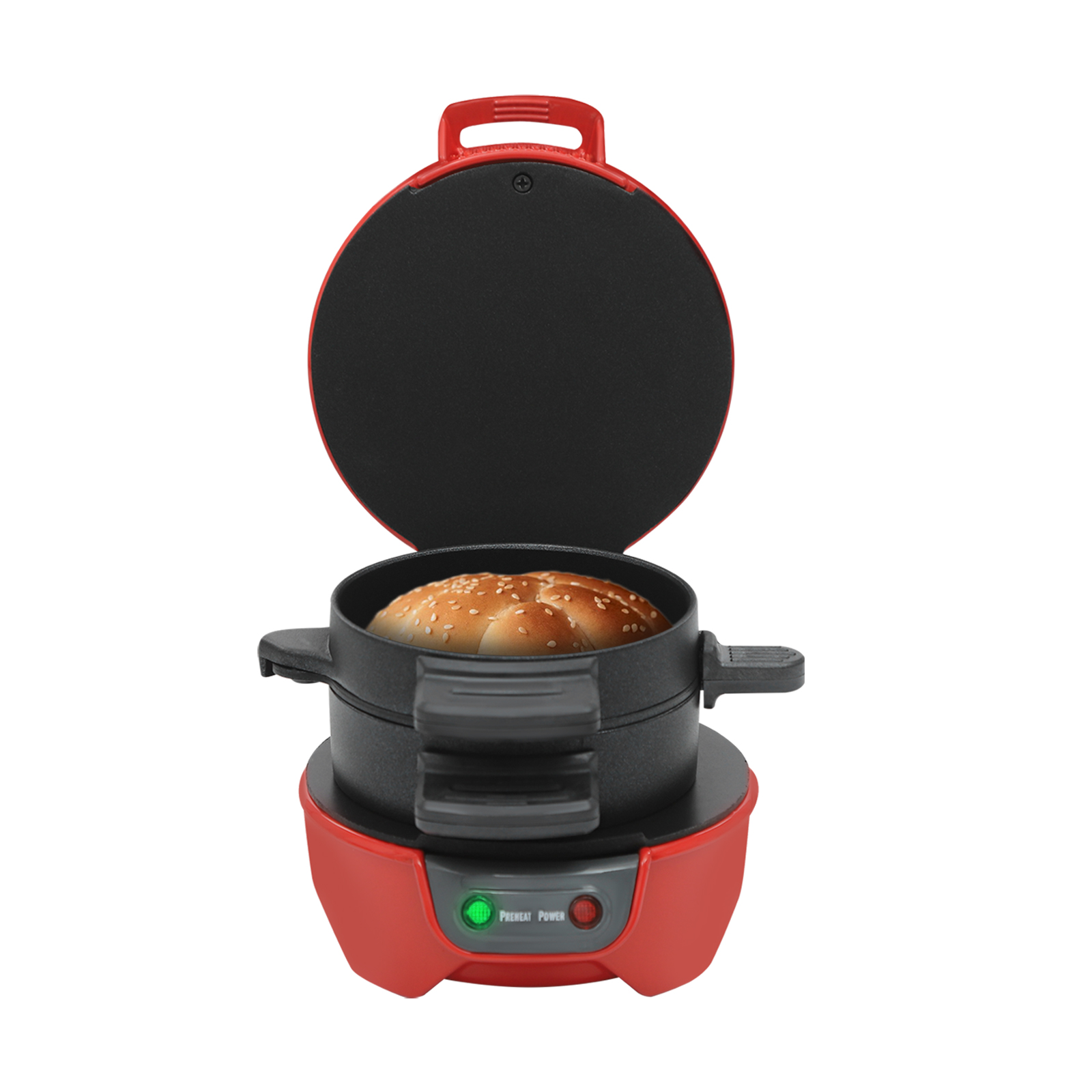 Portable Grill Machine, Electric Burger Maker, Electric Hamburger Press - Red