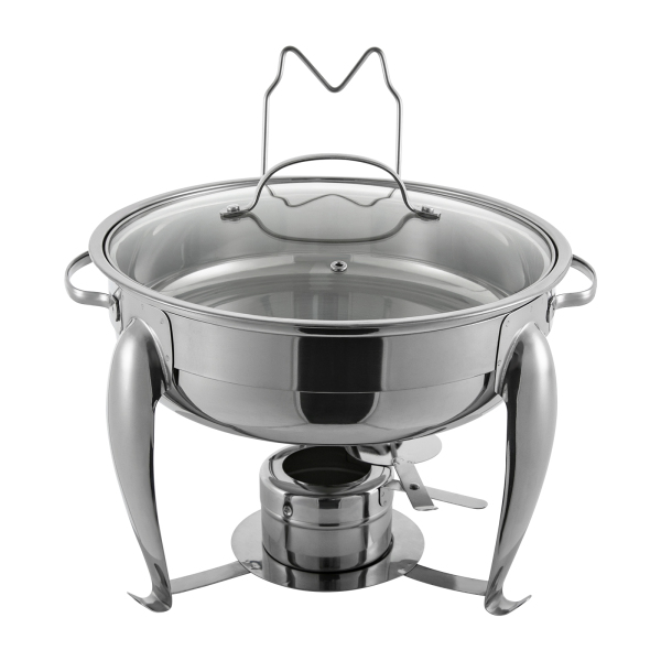 Round Chafing Dish Buffet Set Stainless Steel Large Capacity Chafer Buffet Catering Warmer Set for Parties Graduation Events 4L/4.23Qt 430 Stainless Steel