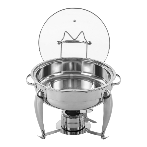 Round Chafing Dish Buffet Set Stainless Steel Large Capacity Chafer Buffet Catering Warmer Set for Parties Graduation Events 4L/4.23Qt 430 Stainless Steel