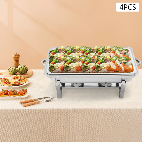 9L Stainless Steel Chafing Dish Chafing Dish Buffet Warmer Buffet Server and Warmer Square 410 Stainless Steel Bracket for Commercial Catering Buffets