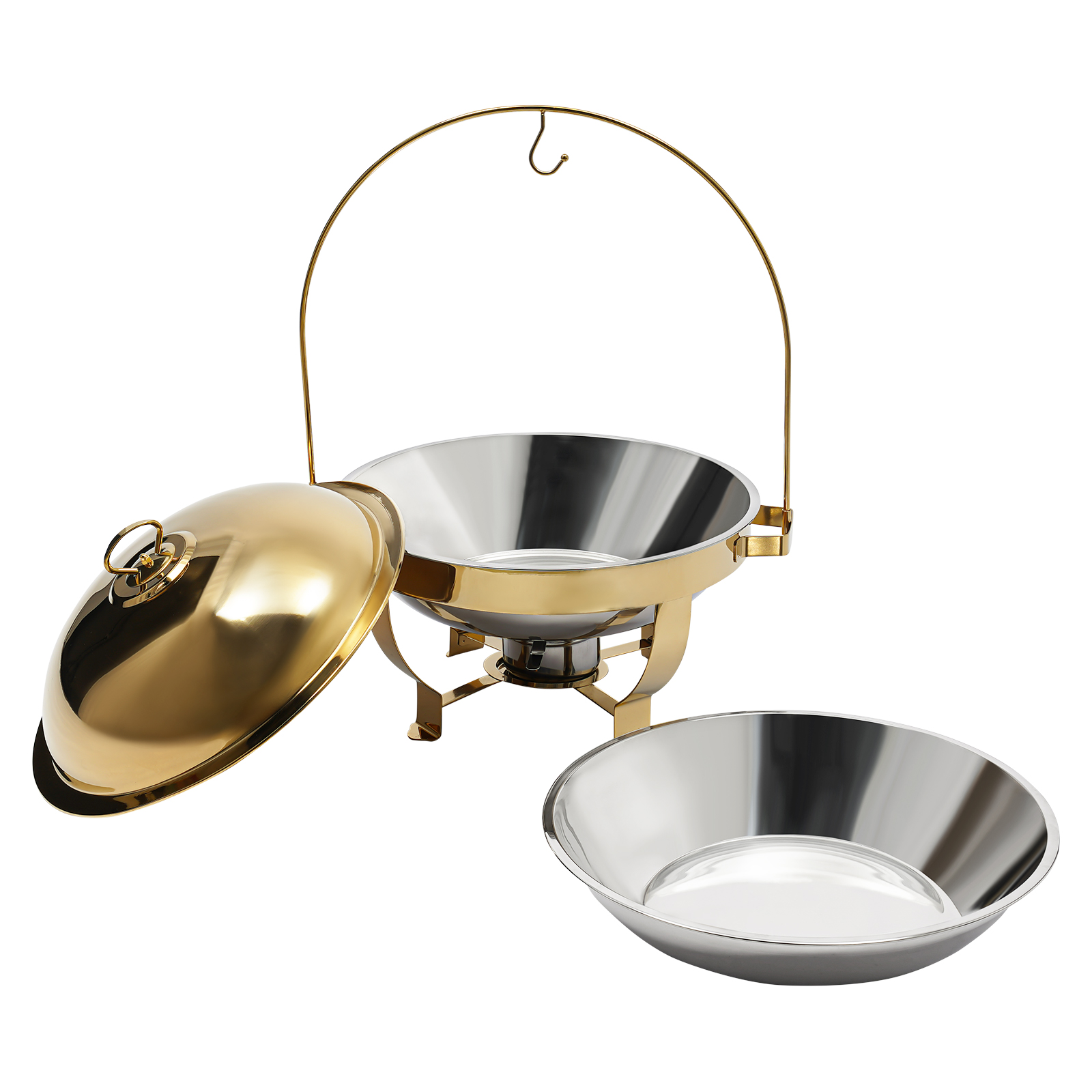 Gold Chafing Dish Buffet Set Buffet Servers and Warmers Set Round Chafers and Buffet Warmers Sets Used In Hotels Cafeterias Restaurants