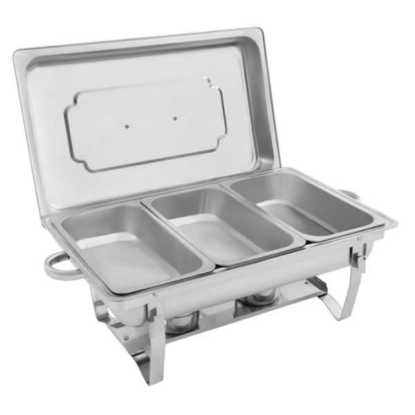 Set Of 3 Baking Dishes 9 L - 3 Stainless Steel Warm Storage Containers Table Food Grade Stainelss Steel Countertop Commercial Canteen Buffet