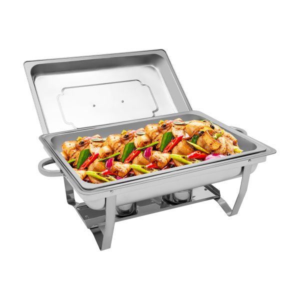Buffet Server with Food Warmer, Stainless Steel Food Warming Plate, 62*34*31cm, Silver