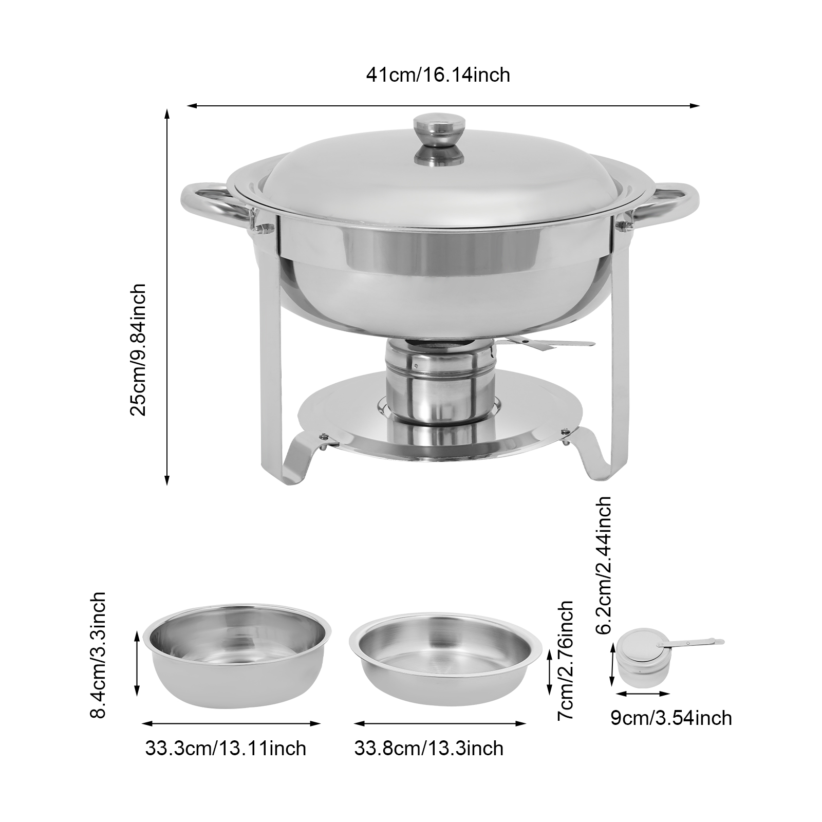 4.5L 2pcs Chafing Dish Buffet Set, Chafing Dish Set, Buffet Dishes Warming Set - Sliver 4.5L 2pcs Chafing Dish Buffet Set, Chafing Dish Set, Buffet Dishes Warming Set - Sliver