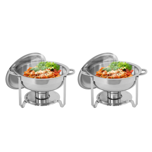 4.5L 2pcs Chafing Dish Buffet Set, Chafing Dish Set, Buffet Dishes Warming Set - Sliver