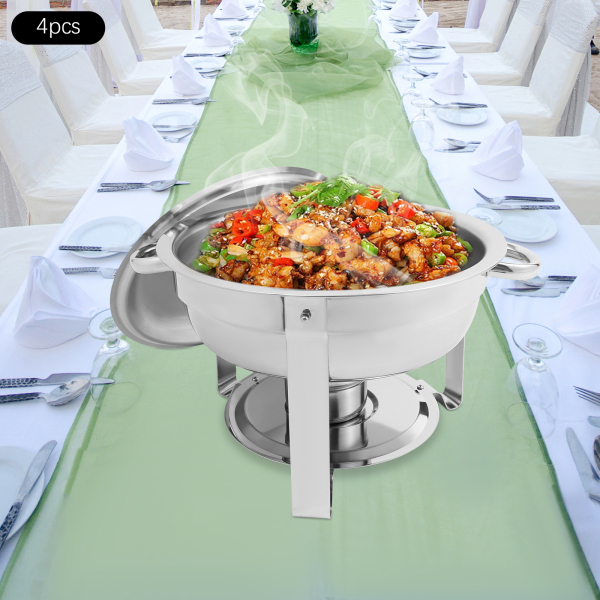 4.5L 4pcs Chafing Dish Buffet Set, Chafing Dish Set, Buffet Dishes Warming Set - Sliver