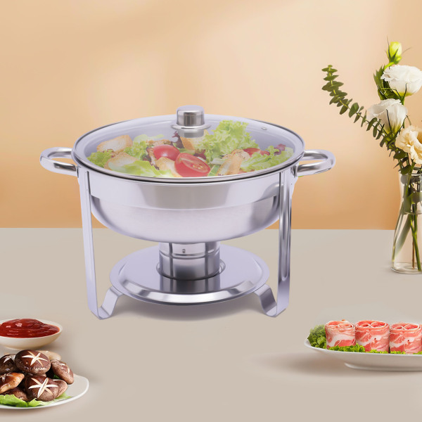 3.5L Stainless Steel Round Dishwasher Buffet Warmer Set with Lid Food Warmer 42*30cm For Buffets Breakfast Areas Banquets Catering