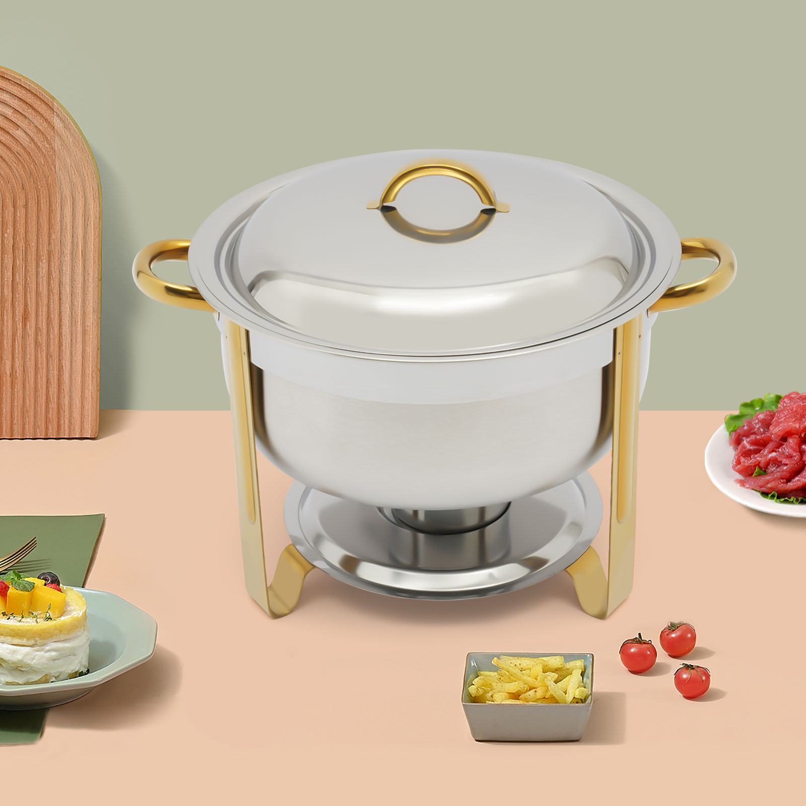 5L Stainless Steel Round Food Warmer Food Warmer Dish Warmer Container 16.54*12.6inch For Celebrations Parties Catering Gold 5L Stainless Steel Round Food Warmer Food Warmer Dish Warmer Container 16.54*12.6inch For Celebrations Parties Catering Gold