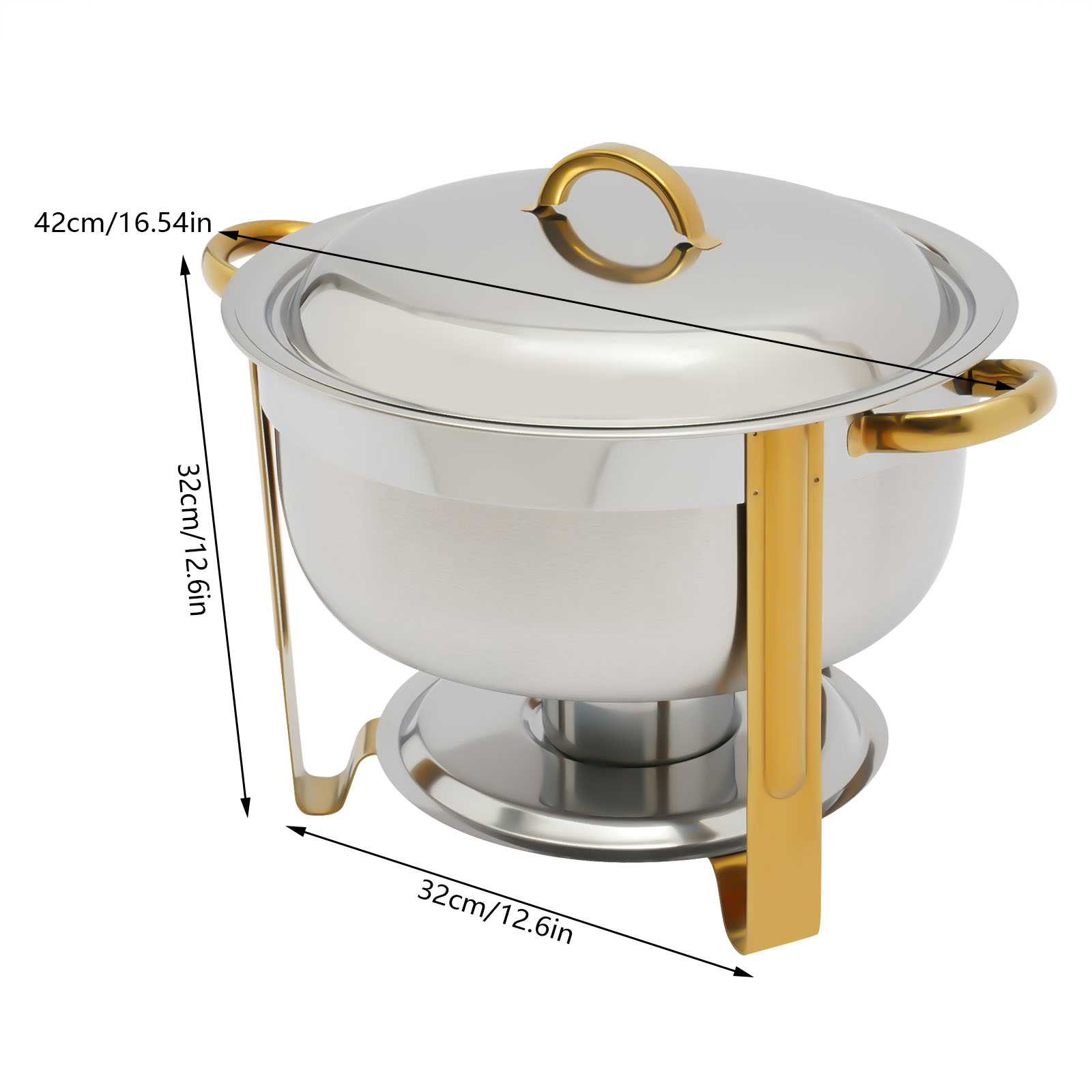 5L Stainless Steel Round Food Warmer Food Warmer Dish Warmer Container 16.54*12.6inch For Celebrations Parties Catering Gold 5L Stainless Steel Round Food Warmer Food Warmer Dish Warmer Container 16.54*12.6inch For Celebrations Parties Catering Gold