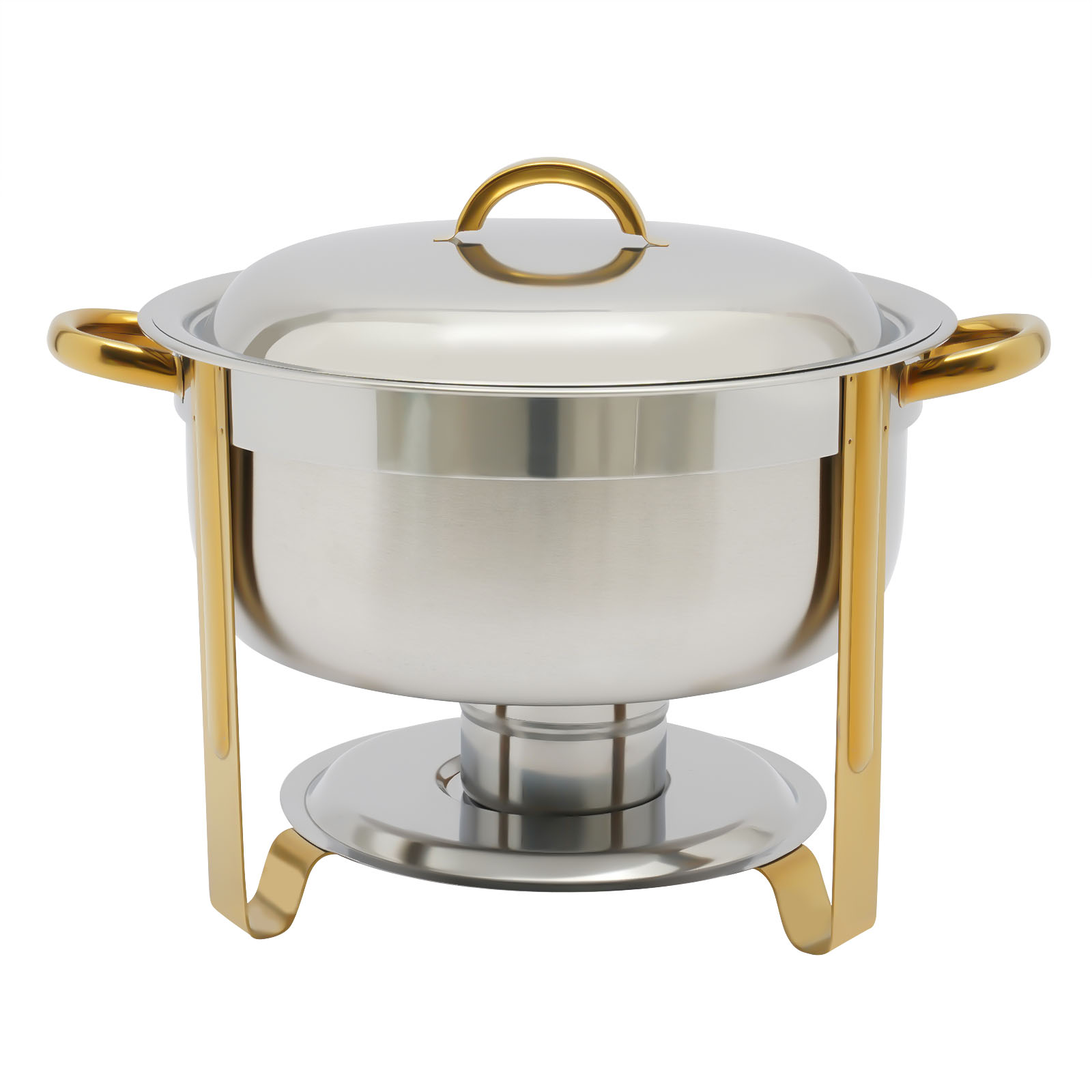 5L Stainless Steel Round Food Warmer Food Warmer Dish Warmer Container 16.54*12.6inch For Celebrations Parties Catering Gold