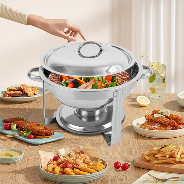 3.5 Liter Stainless Steel Round Warmer, Food Warming Container, 41.5*25.5cm, Silver