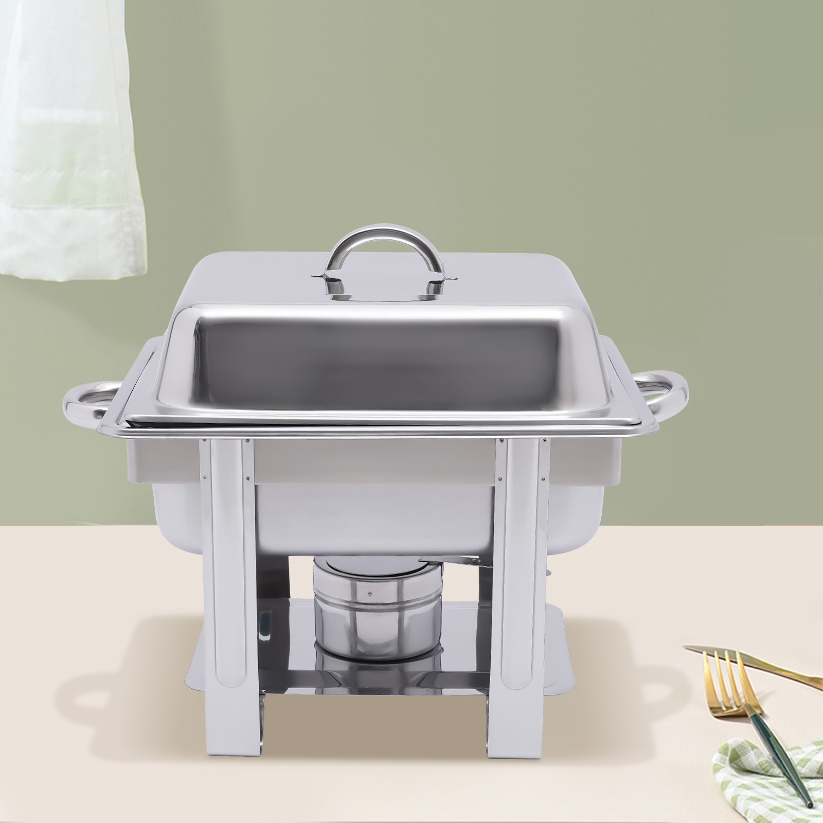 CNCEST Stainless Steel Food Warmer 1/2 Warming Container Chafing Dish 4.0 Liters For Homes Kitchens Restaurants Buffets Silver CNCEST Stainless Steel Food Warmer 1/2 Warming Container Chafing Dish 4.0 Liters For Homes Kitchens Restaurants Buffets Silver