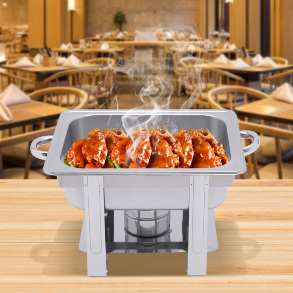 CNCEST Stainless Steel Food Warmer 1/2 Warming Container Chafing Dish 4.0 Liters For Homes Kitchens Restaurants Buffets Silver