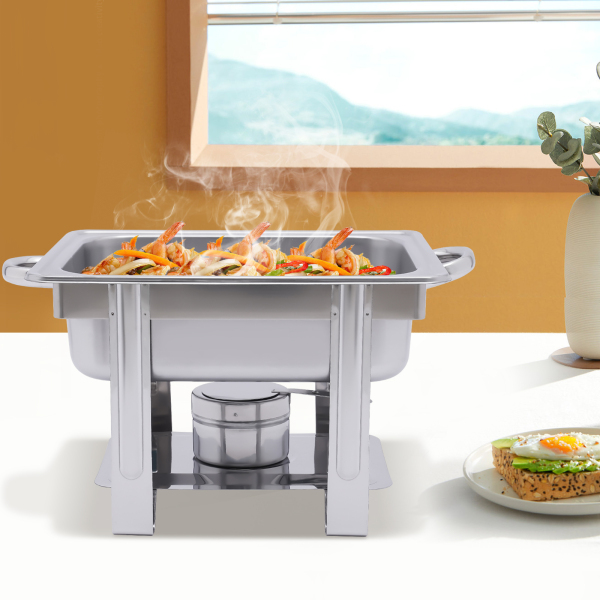 CNCEST Stainless Steel Food Warmer 1/2 Warming Container Chafing Dish 4.0 Liters For Homes Kitchens Restaurants Buffets Silver