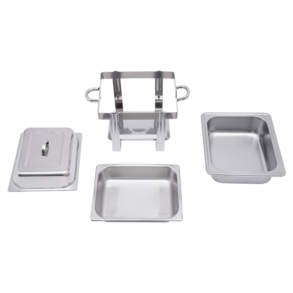 CNCEST Stainless Steel Food Warmer 1/2 Warming Container Chafing Dish 4.0 Liters For Homes Kitchens Restaurants Buffets Silver
