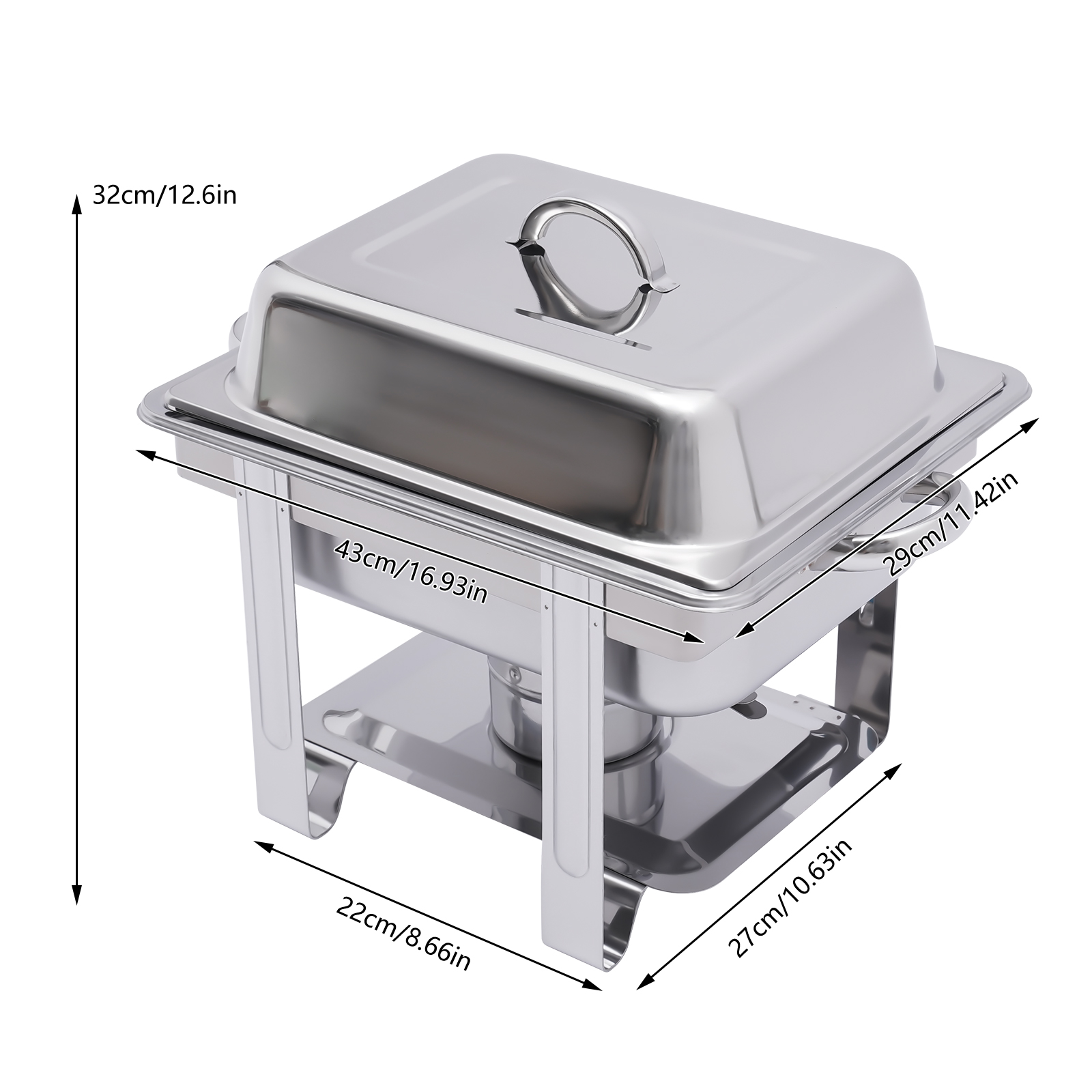 CNCEST Stainless Steel Food Warmer 1/2 Warming Container Chafing Dish 4.0 Liters For Homes Kitchens Restaurants Buffets Silver CNCEST Stainless Steel Food Warmer 1/2 Warming Container Chafing Dish 4.0 Liters For Homes Kitchens Restaurants Buffets Silver