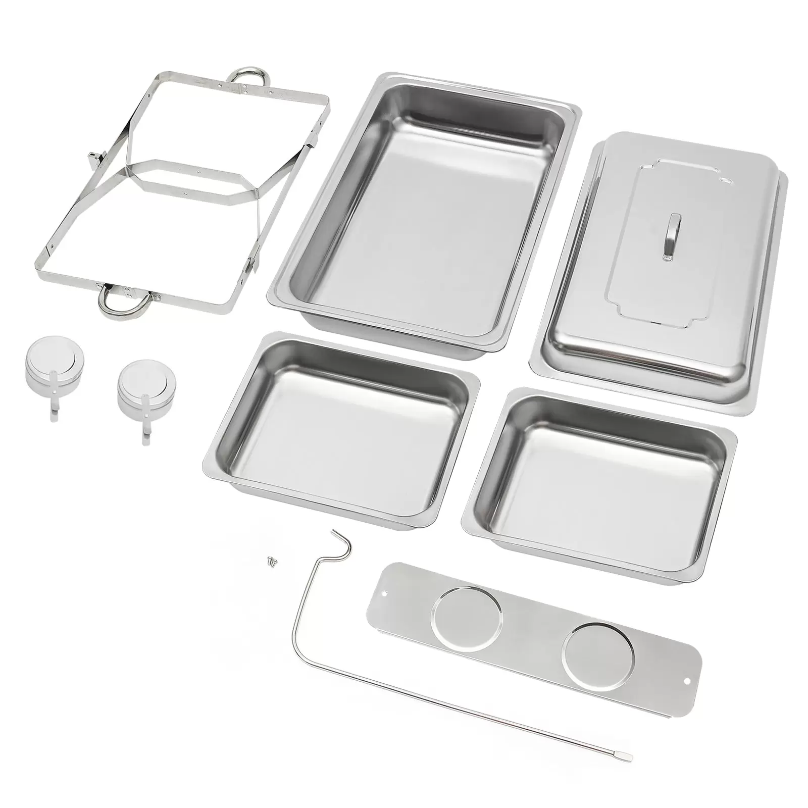 Modern Foldable Frame Stainless Steel Buffet Set 4.76 Quart Each For Restaurants Cafeterias Hotels Weddings Parties Silver Modern Foldable Frame Stainless Steel Buffet Set 4.76 Quart Each For Restaurants Cafeterias Hotels Weddings Parties Silver