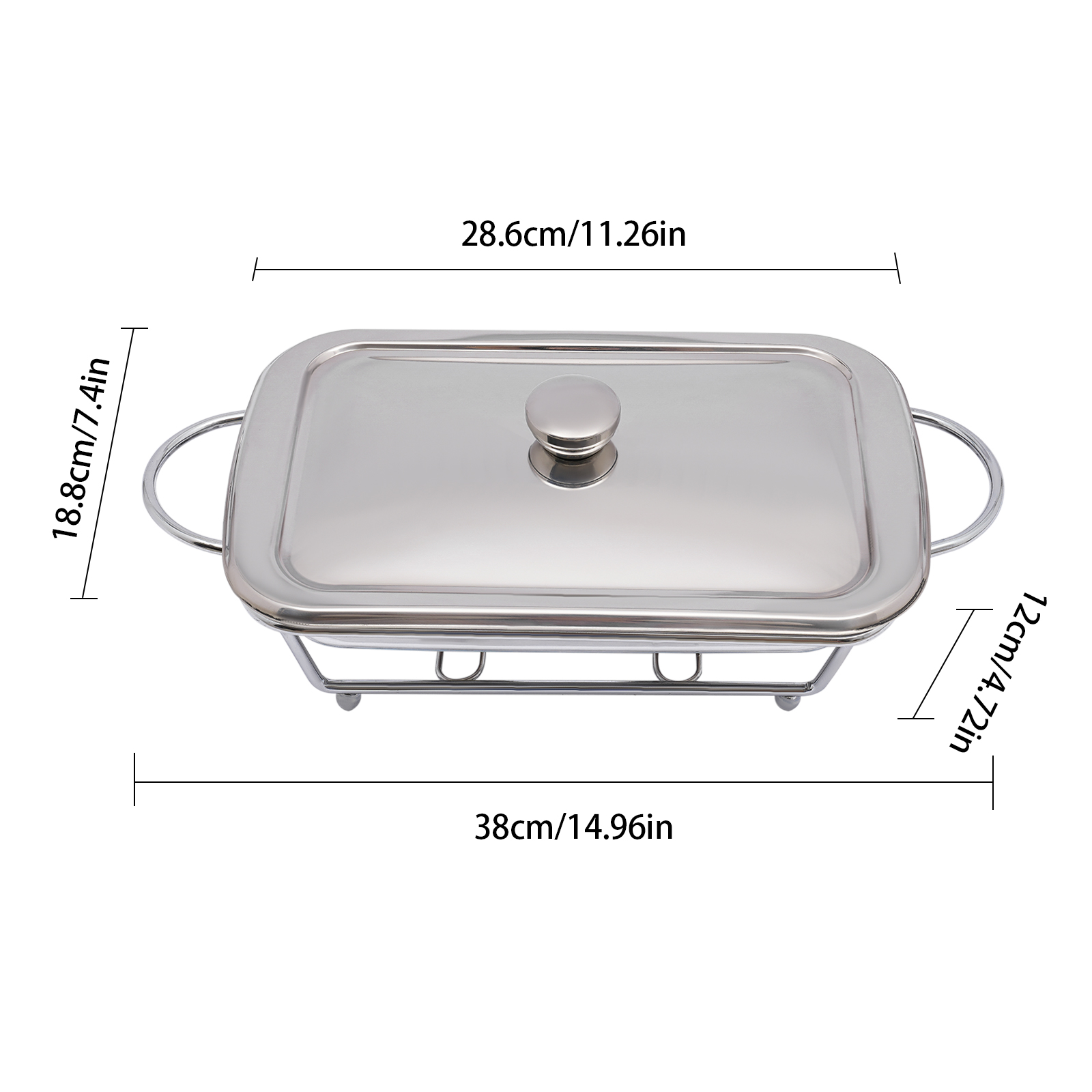 Dish warming tray, Buffet tray, For hotels, buffets, weddings, etc., Capacity: 2L, 38*18.8*12cm, Silver Dish warming tray, Buffet tray, For hotels, buffets, weddings, etc., Capacity: 2L, 38*18.8*12cm, Silver