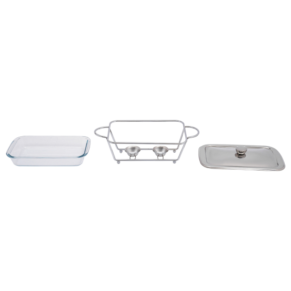 Dish warming tray, Buffet tray, For hotels, buffets, weddings, etc., Capacity: 2L, 38*18.8*12cm, Silver