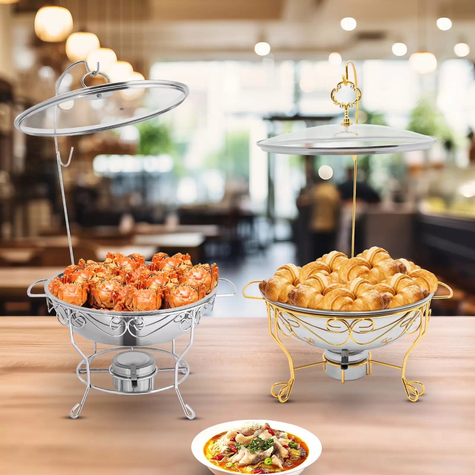 Round Dining Stove Lid Can Be Hung 6L-Silver Stainless Steel Food Warmer Round Stand Round Dish Warmer For Homes Kitchens Party Silver Round Dining Stove Lid Can Be Hung 6L-Silver Stainless Steel Food Warmer Round Stand Round Dish Warmer For Homes Kitchens Party Silver