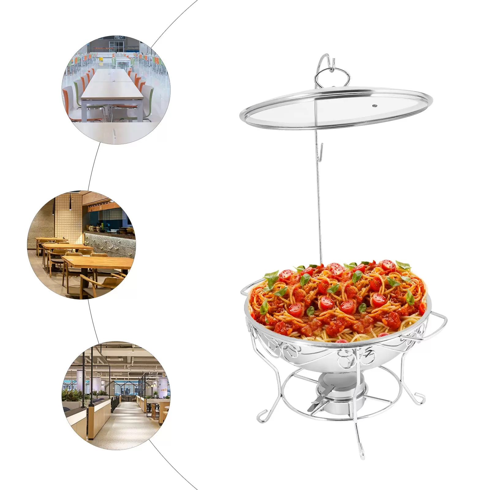 Round Dining Stove Lid Can Be Hung 6L-Silver Stainless Steel Food Warmer Round Stand Round Dish Warmer For Homes Kitchens Party Silver Round Dining Stove Lid Can Be Hung 6L-Silver Stainless Steel Food Warmer Round Stand Round Dish Warmer For Homes Kitchens Party Silver
