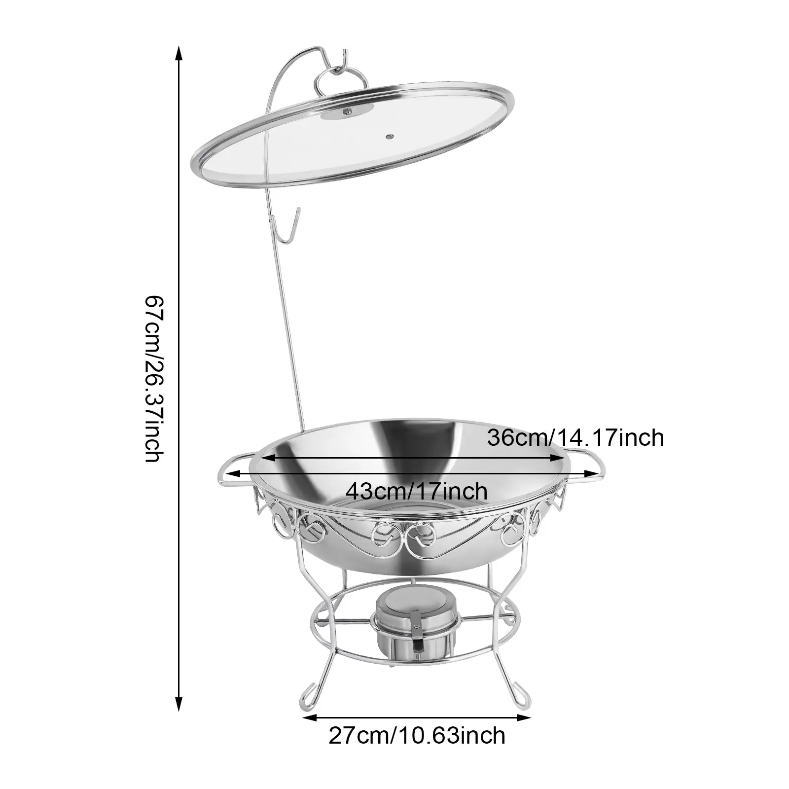 Round Dining Stove Lid Can Be Hung 6L-Silver Stainless Steel Food Warmer Round Stand Round Dish Warmer For Homes Kitchens Party Silver Round Dining Stove Lid Can Be Hung 6L-Silver Stainless Steel Food Warmer Round Stand Round Dish Warmer For Homes Kitchens Party Silver