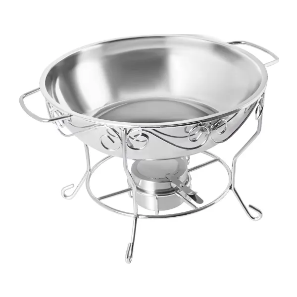 Round Dining Stove Lid Can Be Hung 6L-Silver Stainless Steel Food Warmer Round Stand Round Dish Warmer For Homes Kitchens Party Silver