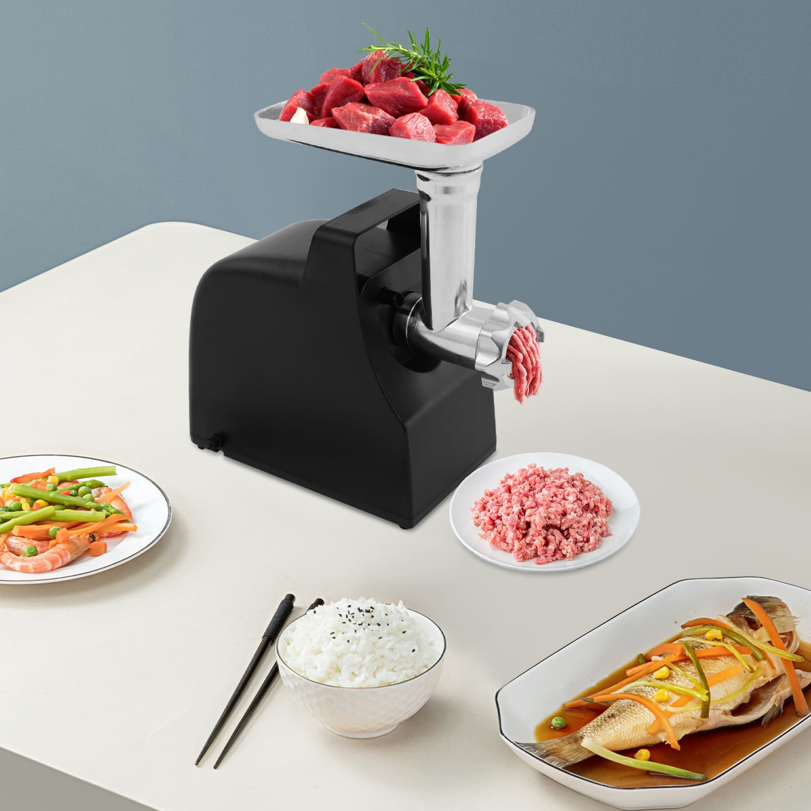 Multifunctional meat mincer kit, electric meat mincer with handle, for making meatballs, meat sauce and sausage Multifunctional meat mincer kit, electric meat mincer with handle, for making meatballs, meat sauce and sausage