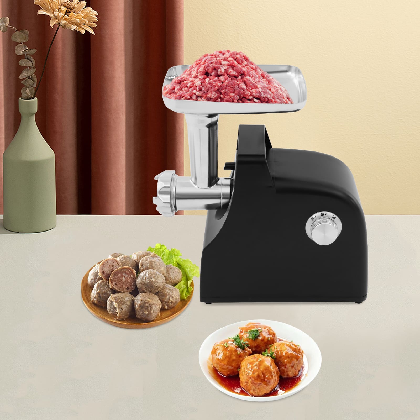 Multifunctional meat mincer kit, electric meat mincer with handle, for making meatballs, meat sauce and sausage Multifunctional meat mincer kit, electric meat mincer with handle, for making meatballs, meat sauce and sausage