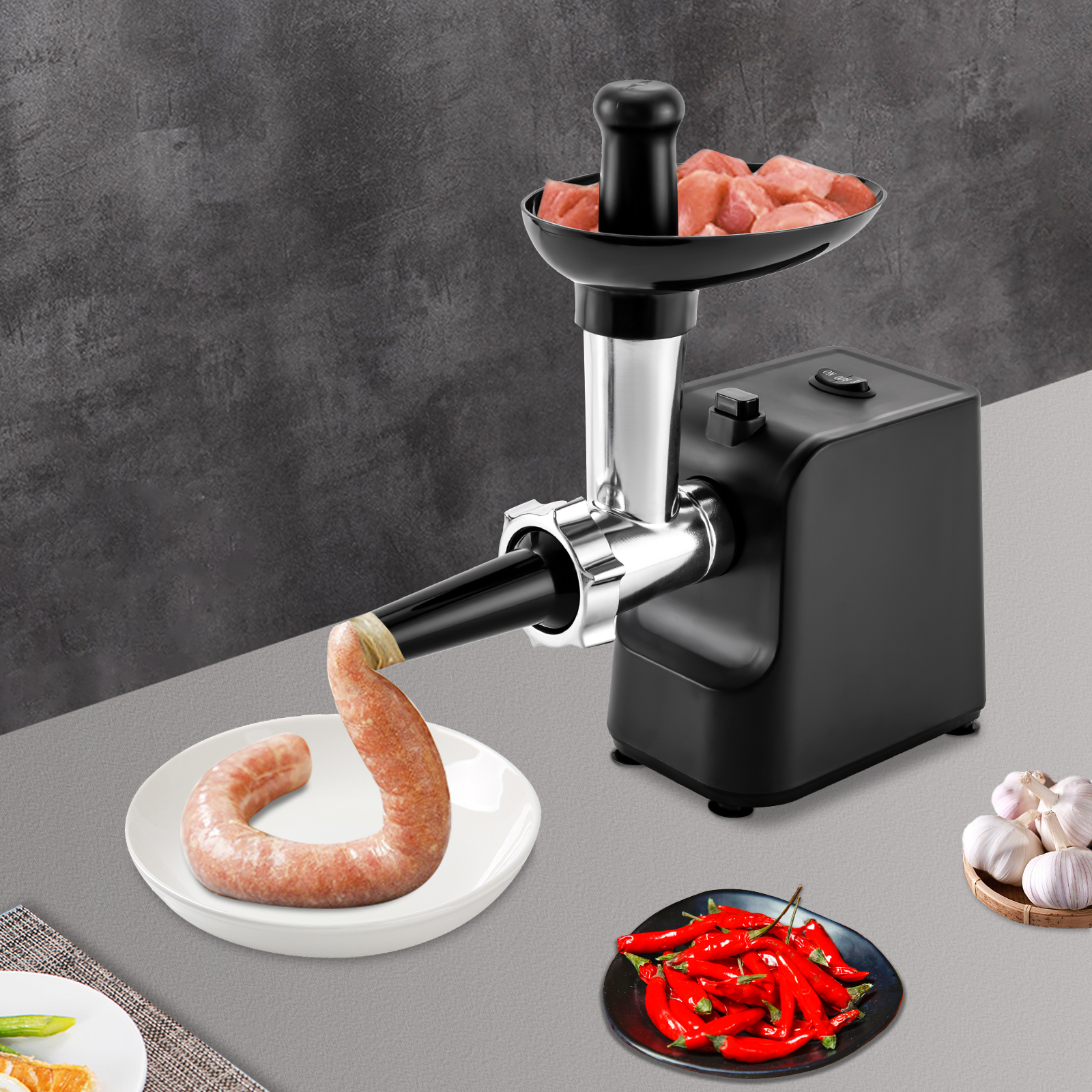 1000w Electric Meat Grinder With Sausage Maker Accessories For Beef Mutton Fish Pork Garlic Cloves 10.23*5.12*11.61 In Black 1000w Electric Meat Grinder With Sausage Maker Accessories For Beef Mutton Fish Pork Garlic Cloves 10.23*5.12*11.61 In Black