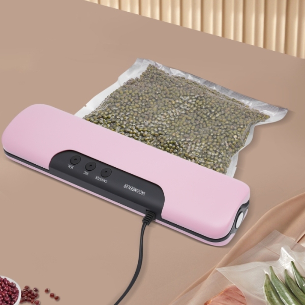 100W vacuum sealer, three sealing methods, 10 free sealable bags - pink
