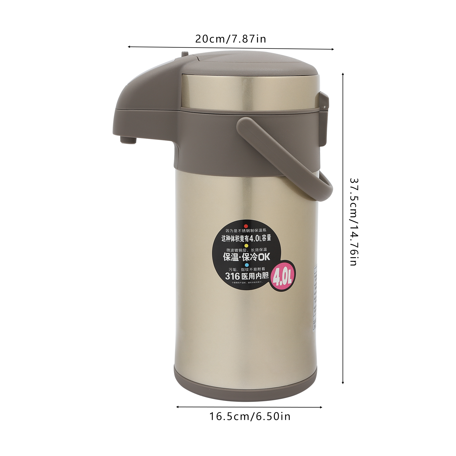 4L Pump Kettle Insulated Bottle Coffee Maker Drinker Vacuum Insulated Stainless Steel Coffee Machine 7.87*14.7inch For Various Home Gold 4L Pump Kettle Insulated Bottle Coffee Maker Drinker Vacuum Insulated Stainless Steel Coffee Machine 7.87*14.7inch For Various Home Gold