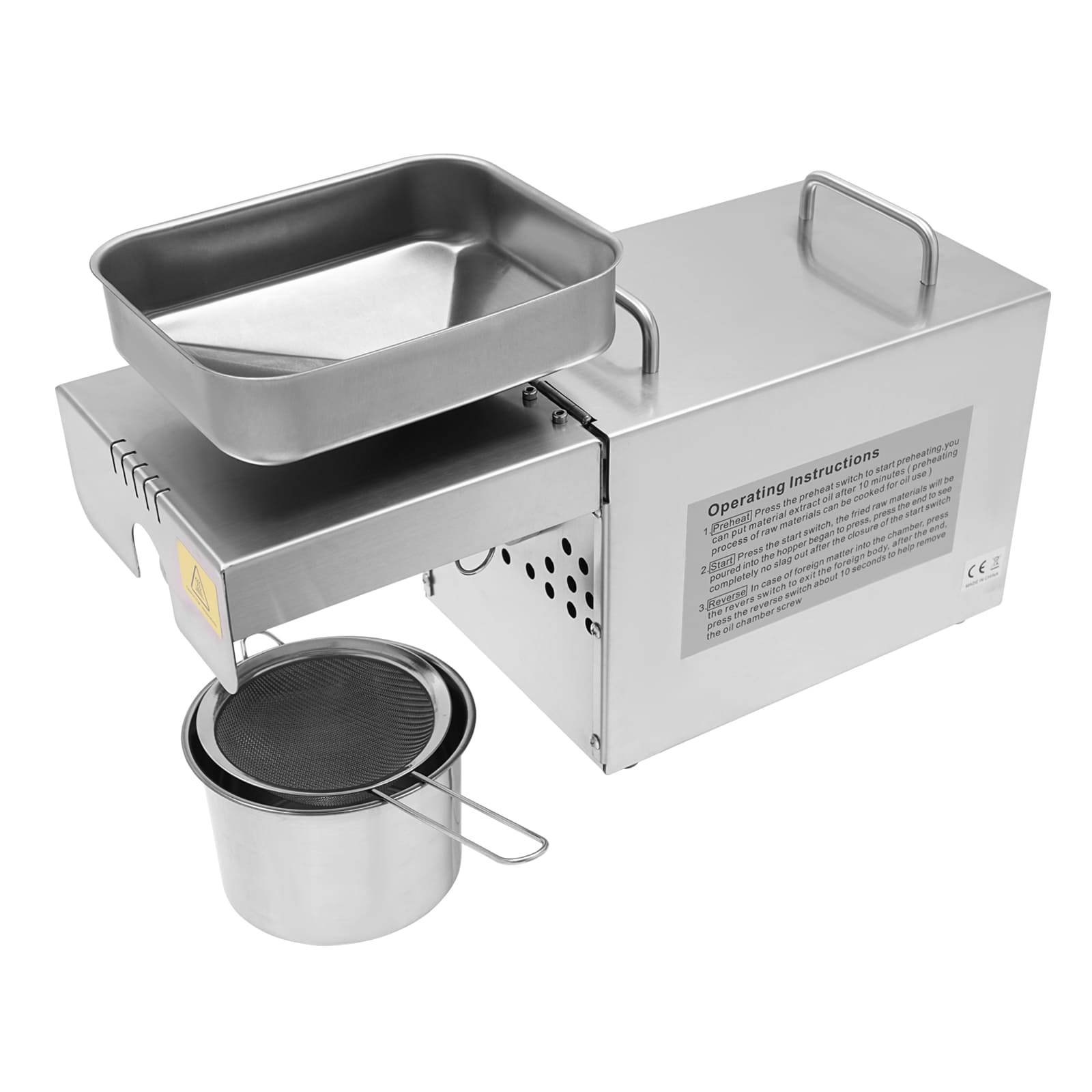 Electric Oil Press, 220V Stainless Steel Oil Extractor, for Peanuts, Nuts, Almonds, etc Electric Oil Press, 220V Stainless Steel Oil Extractor, for Peanuts, Nuts, Almonds, etc