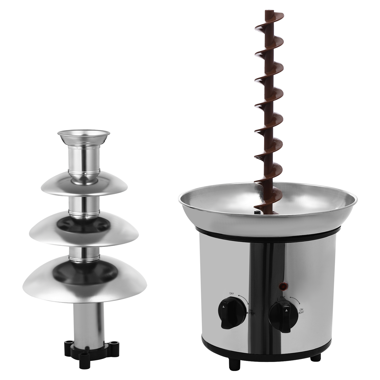 Electric Chocolate Melting Fountain Machine, 4-level chocolate fountain machine, 21.5*45cm, Silver Electric Chocolate Melting Fountain Machine, 4-level chocolate fountain machine, 21.5*45cm, Silver