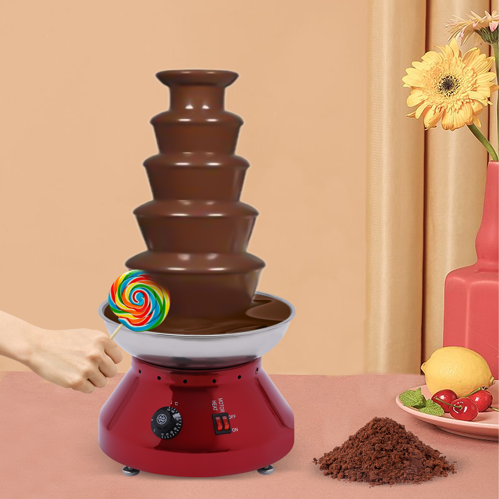 Chocolate Fountain Commercial Hot Chocolate Fondue Tower 5 Tier 7 lb Large Capacity Stainless Steel Chocolate Melting Heating Machine Chocolate Fountain Commercial Hot Chocolate Fondue Tower 5 Tier 7 lb Large Capacity Stainless Steel Chocolate Melting Heating Machine