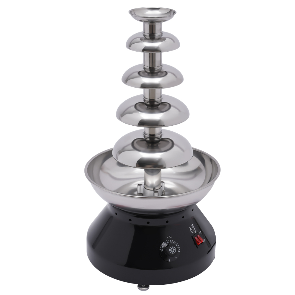 Chocolate Fountain Commercial Hot Chocolate Fondue Tower 5 Tier 7 lb Large Capacity Stainless Steel Chocolate Melting Heating Machine Black